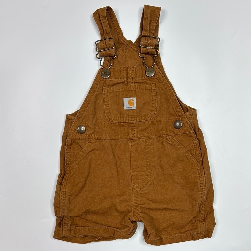 Carhartt Duck Brown Shortalls Size 6 Months